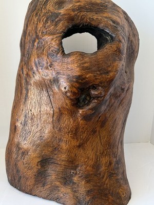 Large 19  Burl Wood Sculpture Hollow Form Abstract Organic Decor Wabi Sabi Style
