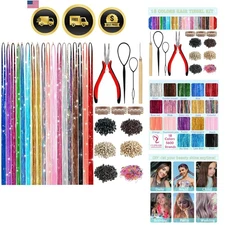 Hair Tinsel Kit for Girls 18 Colors Fairy Tinsel Hair Extensions Holographic