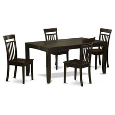 East West Furniture Lynfield 5-piece Wood Kitchen Table Set in Cappuccino
