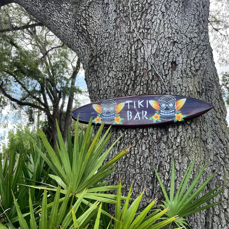 Tabla de surf Tiki Bar de madera decoración de pared 39,5" arte decorativo para letreros de playa Foto 4 de 4