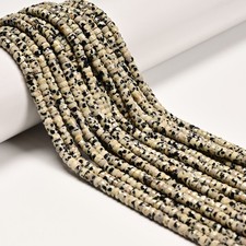 Natural Dalmatian Jasper Faceted Rondelle Wheel Beads Size 2x4mm 15'' Strand