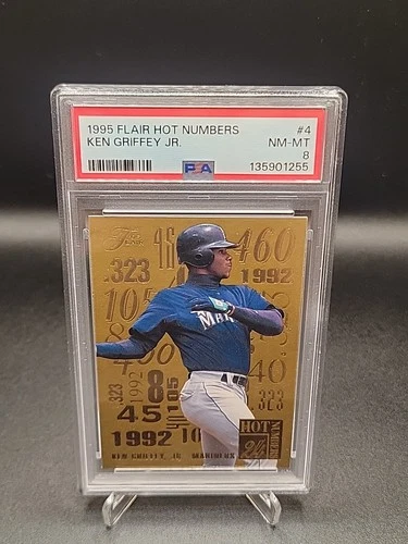1995 Fleer Flair Ken Griffey Jr #4 Hot Numbers PSA 8 Mariners