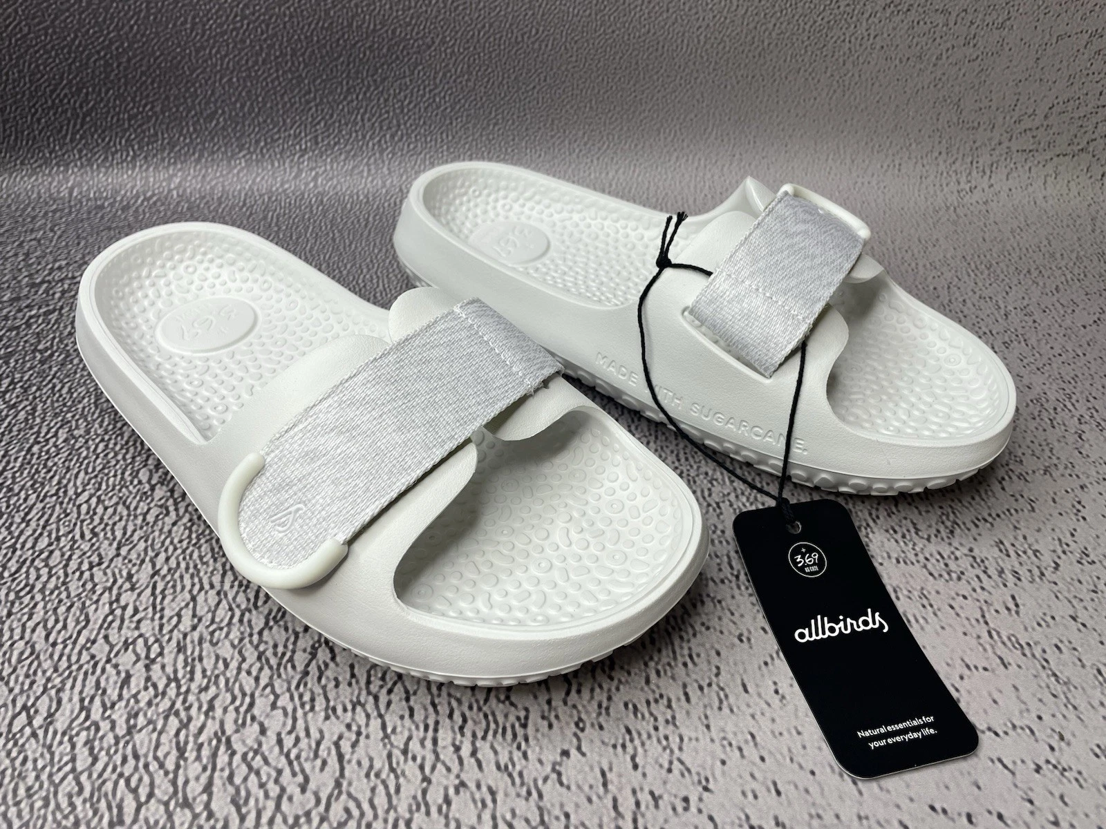 Allbirds Unisex Sugar Sliders Slide Sandals White Eco Friendly Size W 9 M 7