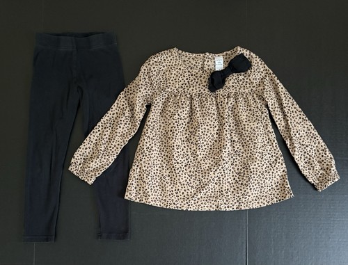 Girl’s Carter’s Long Sleeve Cheetah Print Top and Black Pants 2-Piece Set 6/6X
