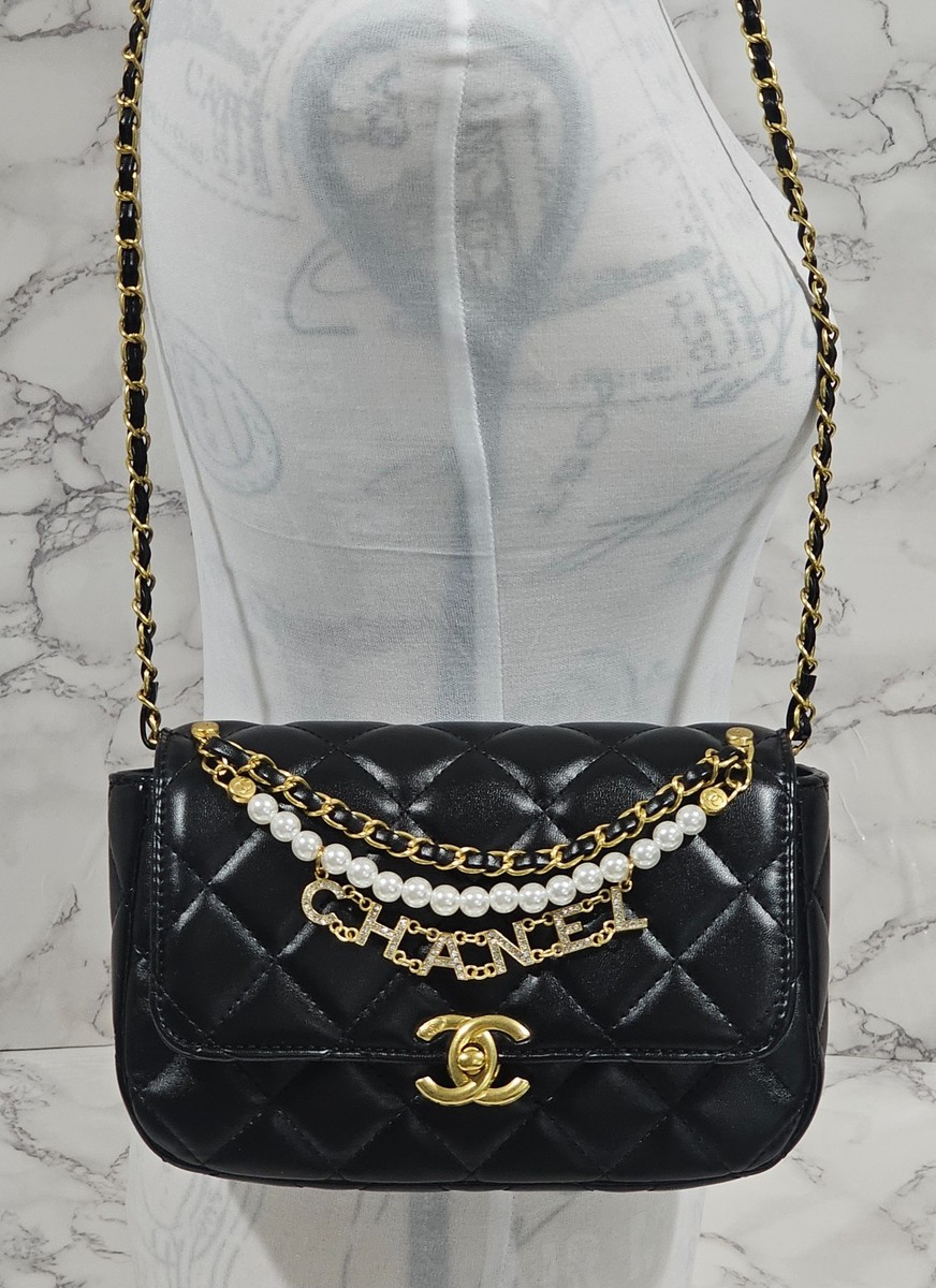 Chanel Makeup Black Quilted Chain Accent Shoulder Bag - VIP Gift
