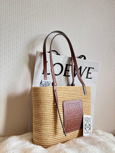 LOEWE straw tote bag beige