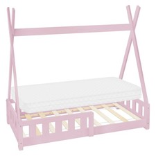 Lit d'enfant Tipi avec matelas lit avec protection antichute pin rose 70x140 cm