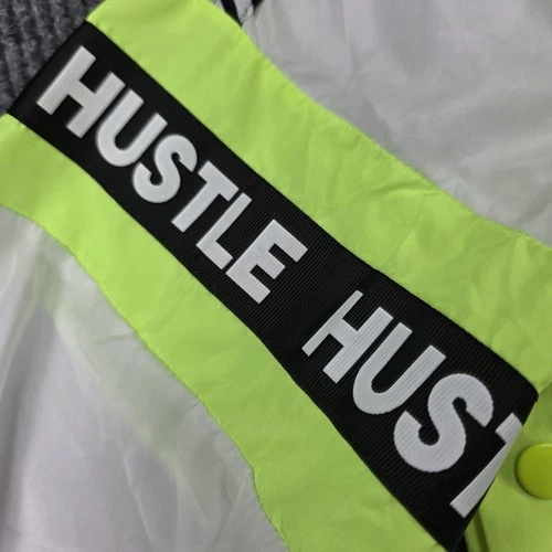 rue21 Jacket Mens Large Neon Yellow White Hooded Full Zip Windbreaker Hustle image 6