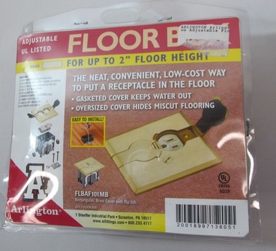 NEW ARLINGTON BRASS FLBAF101MB ADJUSTABLE FLOOR BOX FLIP RECEPTACLE ASSEMBLY
