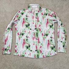 San Soleil 1/4 Zip Shirt Womens XL UV 50 Cooling Mesh Underarm Geometric White