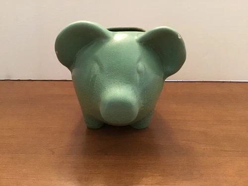Stangl Pottery  Apple Green Pig Planter  2 small chips one on each ear