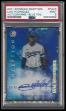 2021 Bowman Inception Luis Rodriguez Autographs Blue Foil PSA 9 Auto