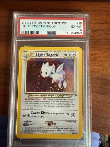 Pokémon Light Togetic Neo Destiny Holo Card 15/105 PSA 6 w SWIRL