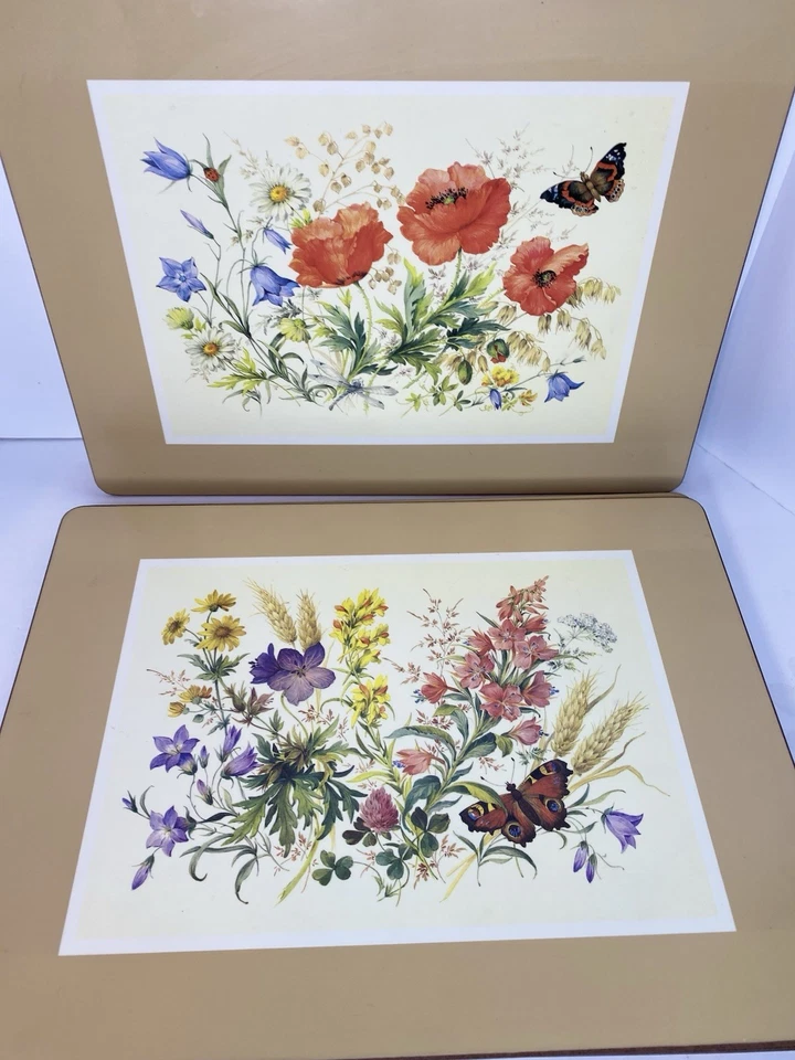 Vtg SET Lot 8 Pimpernel Floral Bouquet Cork Backed Placemats Lg - Image 2 of 4