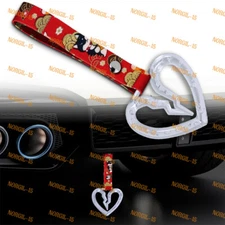 Crystal Broken Heart TSURIKAWA Clear Ring Train Bus Handle Strap Fabric RDD X1