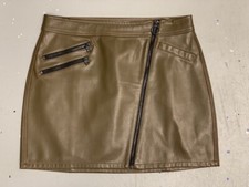 $68 ~EXPRESS~ *MINUS THE LEATHER* MINI SKIRT w/ BLACK ZIP DETAIL - OLIVE 8