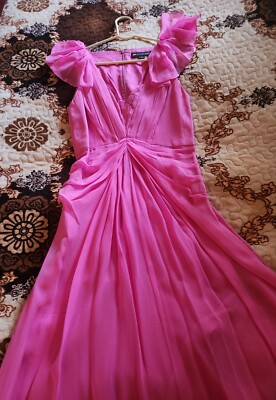 Jill Jill Stuart Women's Pink V-Neck Gown Formal Dress Size 6 Chiffon/Silk 