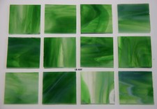 30612D.30 CLEAR, KELLY GREEN, WHITE OPAL STREAKY 1" x 1" BULLSEYE GLASS 90 COE