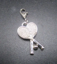 Silver Tennis Rackets with Ball Charm
