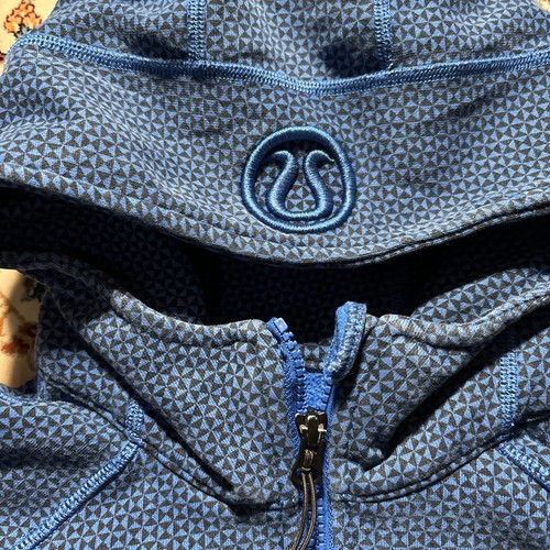 Lululemon Jacket Woman 6 Scuba Hoodie Blue Black Print Sweatshirt VTG - Picture 4 of 12