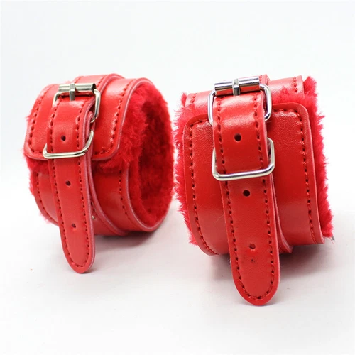 8pcs Red Kit BDSM Couples Restraints Set HandCuff Anklet Whip Collar Gag Fetish - Picture 8 of 11