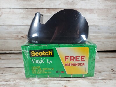 Scotch Brand Magic Tape with Black Dispenser, 6 Rolls, New Factory Sealed
