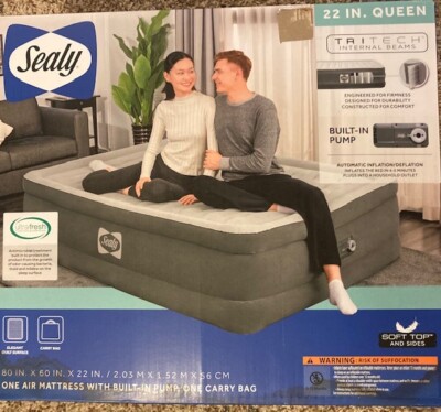NIB Sealy 22 Inch Tritech Queen Airbed w/Built In AC Pump