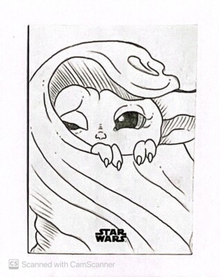 2020 Topps Star Wars The Mandalorian Baby Yoda The Child Sketch Card Caleb King