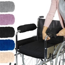 BLACK Vive Wheelchair Armrest Covers Pair Memory Foam Manmade Sheepskin Pads New