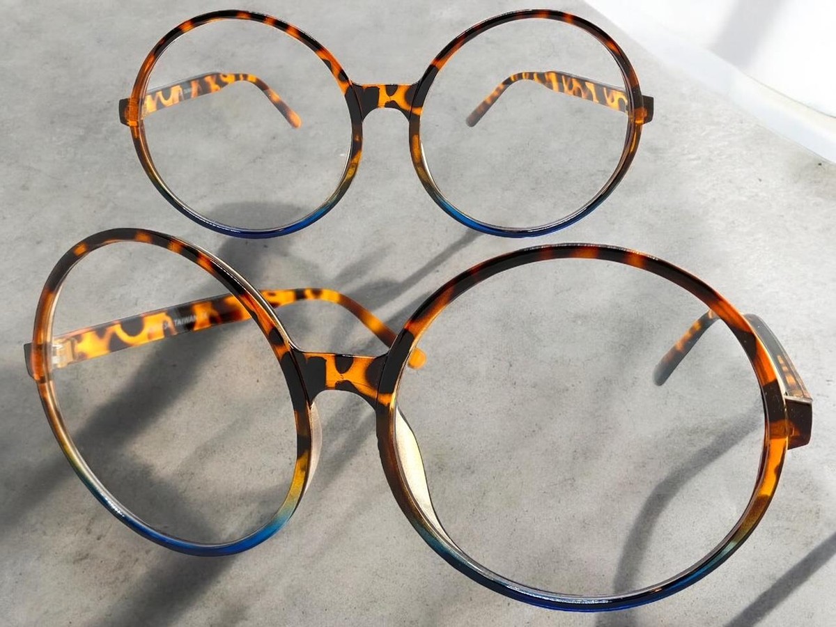 OVERSIZED EXAGGERATED RETRO Clear Lens EYE GLASSES X-Large Round