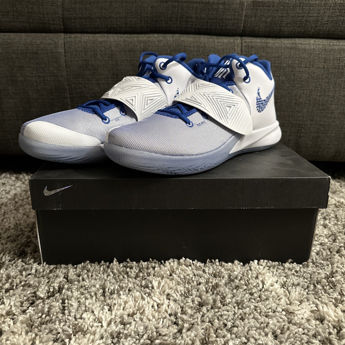 kyrie blue and white