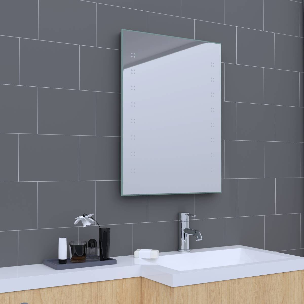 800 x 600mm Illuminated LED Bathroom Mirror with Demister IP44