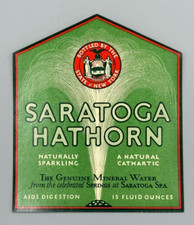 1935 SARATOGA SPA Hawthorn Mineral WATER Soda Bottle Label Vintage Advertising
