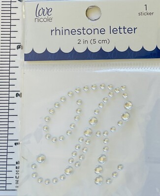 Letter Cursive R Rhinestone Sticker 2''  Clear Crystal Scrapbook Monogram Bling 