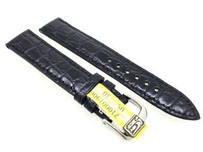 Uhrenarmband Echt Krokoband passend für Jäger Reverso JL 17mm schwarz   /  150