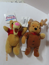 Lot of 2 Disney Store 8" mini bean bag plush Reindeer Pooh  Tigger as Pooh new