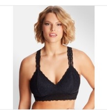 Maidenform Lace-T-Back Bralette Wirefree Pull Bra DM1126 Black Full Sz.XL