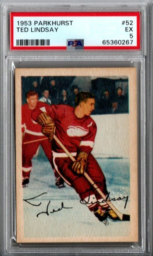 1953 PARKHURST #52 TED LINDSAY DETROIT RED WINGS PSA EX 5