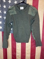 British Commando Sweater Army Green Military Acrylic Elbow Epaulets 37 Inch 7878