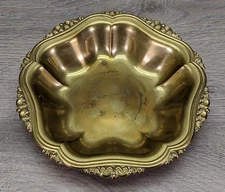 Oneida Brass Dish 7.5" Scalloped Jelly Nut Candy Bowl