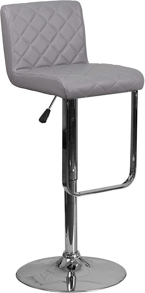 Flash Furniture Set of 2 Contemporary Gray Vinyl Adjustable Height Barstool - Image 3 of 4