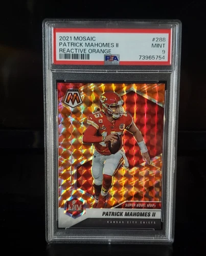2021 Panini Mosaic #288 Patrick Mahomes II Reactive Orange PSA 9