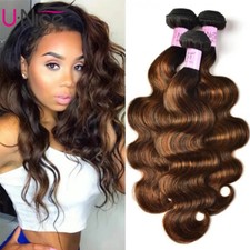UNice Peruvian Ombre Brown Body Wave Hair Weaves 3 Bundles Human Hair Extensions