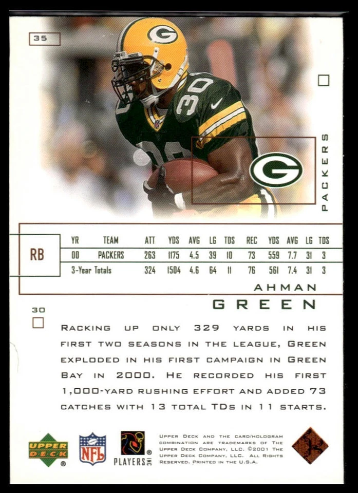 2001 Upper Deck Pros & Prospects #35 Ahman Green - Image 2 of 2