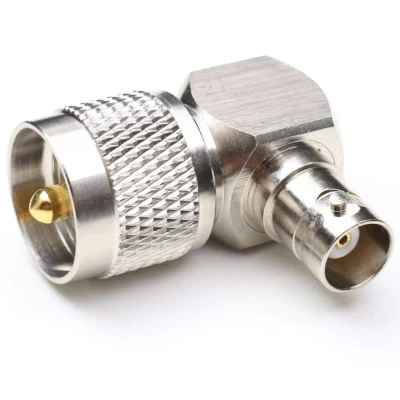 UHF Male PL259 PL-259 to BNC Female Right angle 90 Degree L Shape Type Adapter - Image 1 of 3