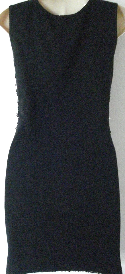 Women's Rare Black Metallic Sequin Sparkle Embellished Stretch Dress 8 UK New - Image 3 of 4