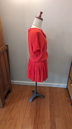 Abito boho chic blouson plissettato Joie nuovo con etichette taglia XXS arancione corallo splendido! - Foto 5 di 10