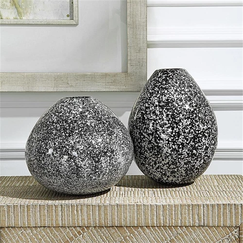 Uttermost Cosmic Contemporary Ceramic Vase in Black and White (Set of 2) - Picture 4 of 4