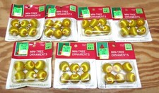 Vintage Christmas Mini-Tree Ornaments Gold Satin Spun Silk Balls Lot of 42
