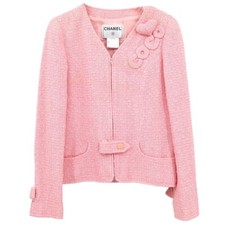 Chanel Zip Up Collarless Jacket Pink 04C #40 176262